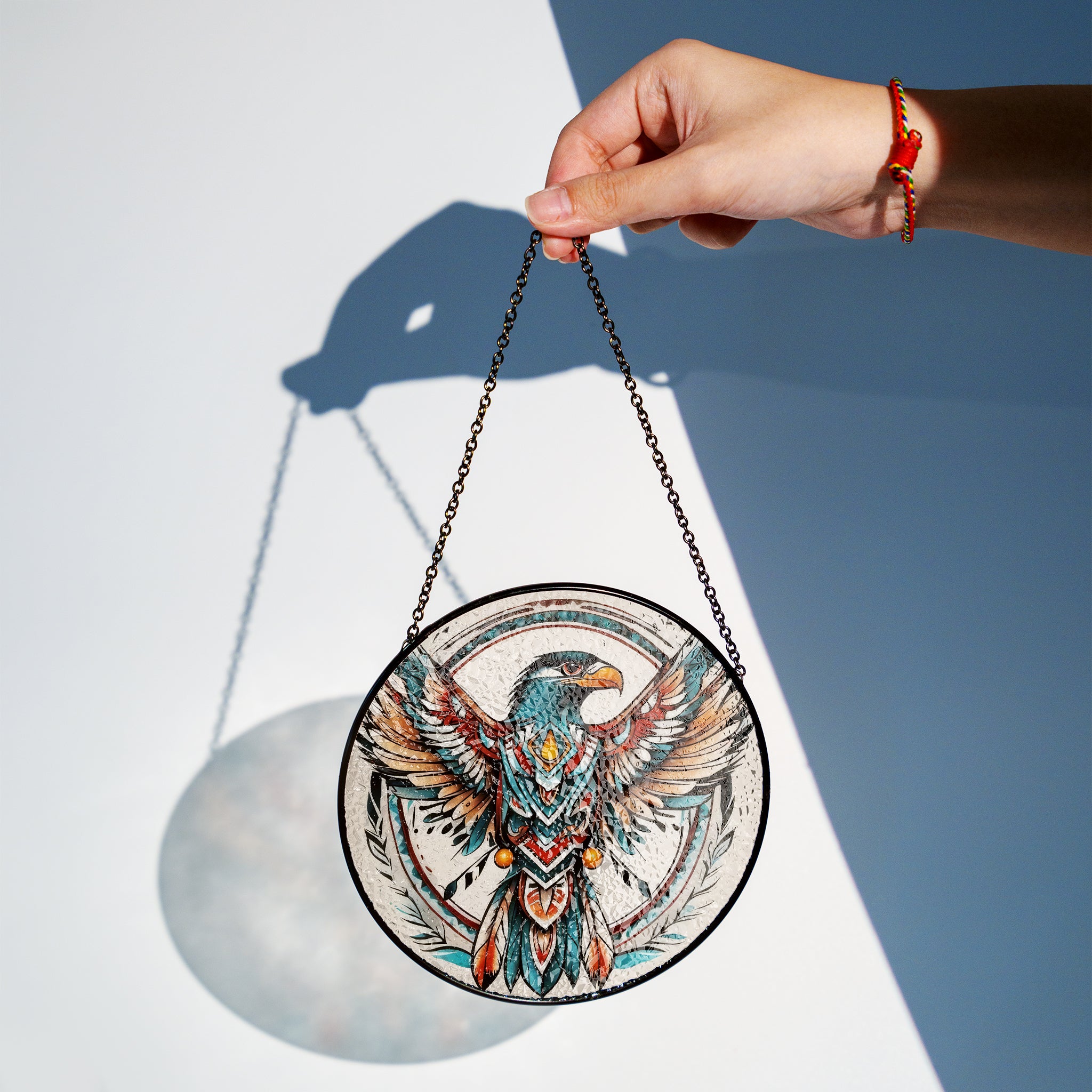 Soaring Eagle Stained Glass SunCatcher - Native American-Inspired Decor