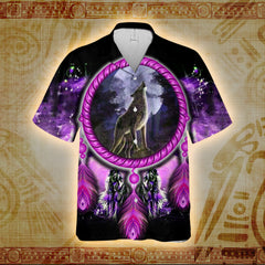 Lunar Dream Wolf - Native American Hawaii Shirt