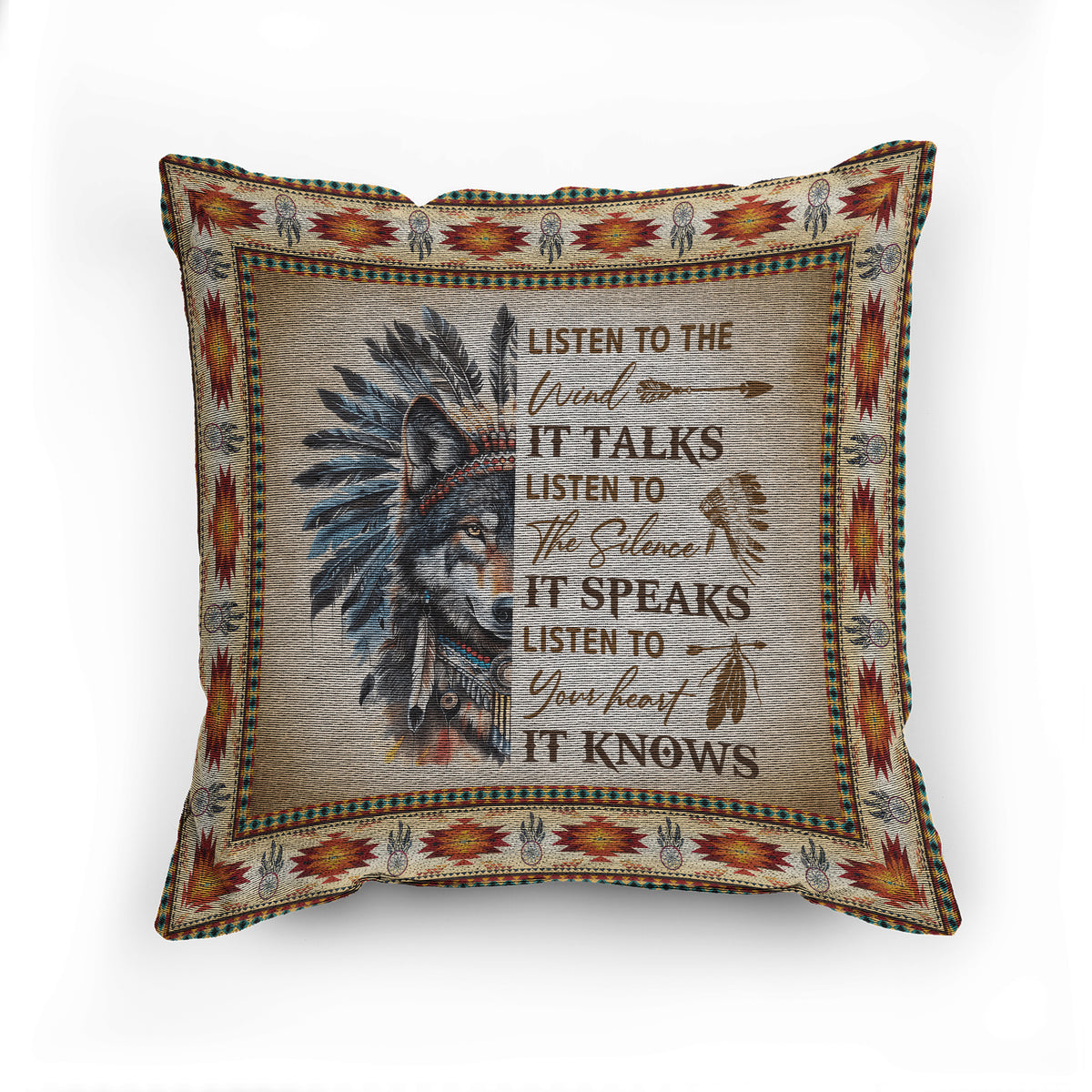 Whisper of the Wolf Woven Pillow - 17"x18" Cotton Blend