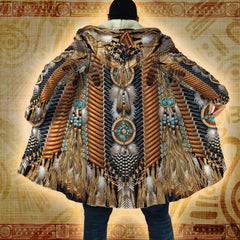 Golden Feather Warrior - Native American Hooded Cloak