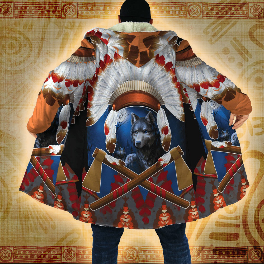 Warrior Wolf Spirit - Native American Hooded Cloak