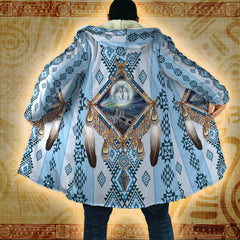 Northern Lights Wolf - Native American Hooded Cloak