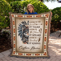 Personalized Wolf Spirit Woven Blanket - 100% Cotton Throw