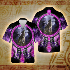 Lunar Dream Wolf - Native American Hawaii Shirt