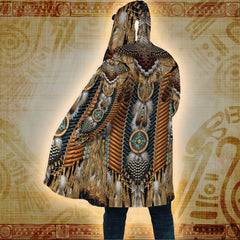 Golden Feather Warrior - Native American Hooded Cloak