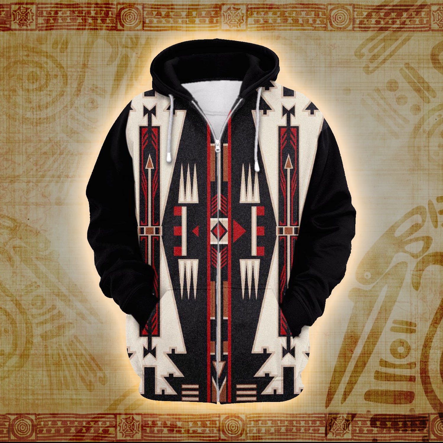 Tribal Earth Patterns 3D Printed Hoodie