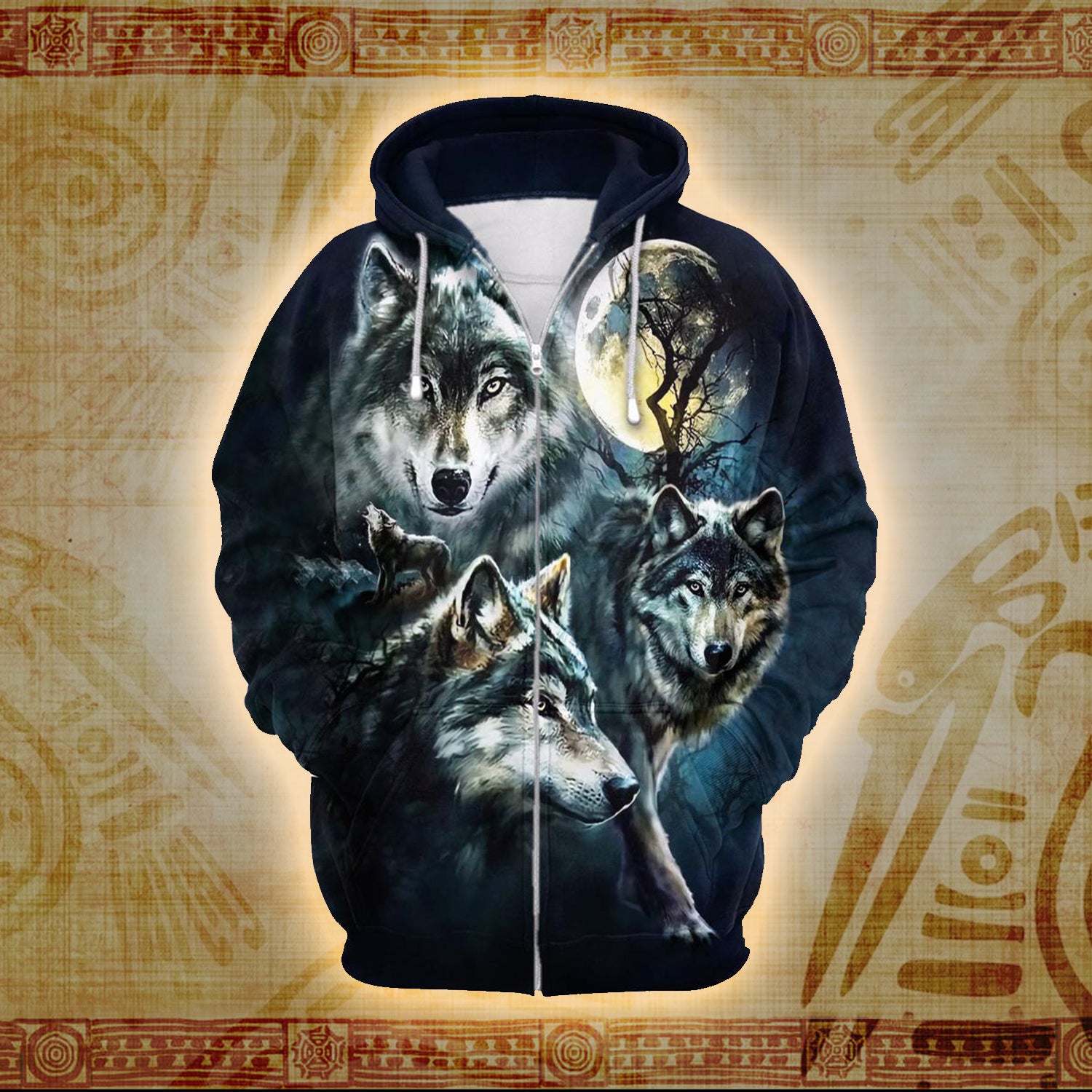 Lunar Wolf Pack 3D Printed Hoodie