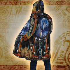 Lunar Wolf Song - Native American Hooded Cloak