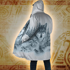 Winter Wolf - Native American Hooded Cloak