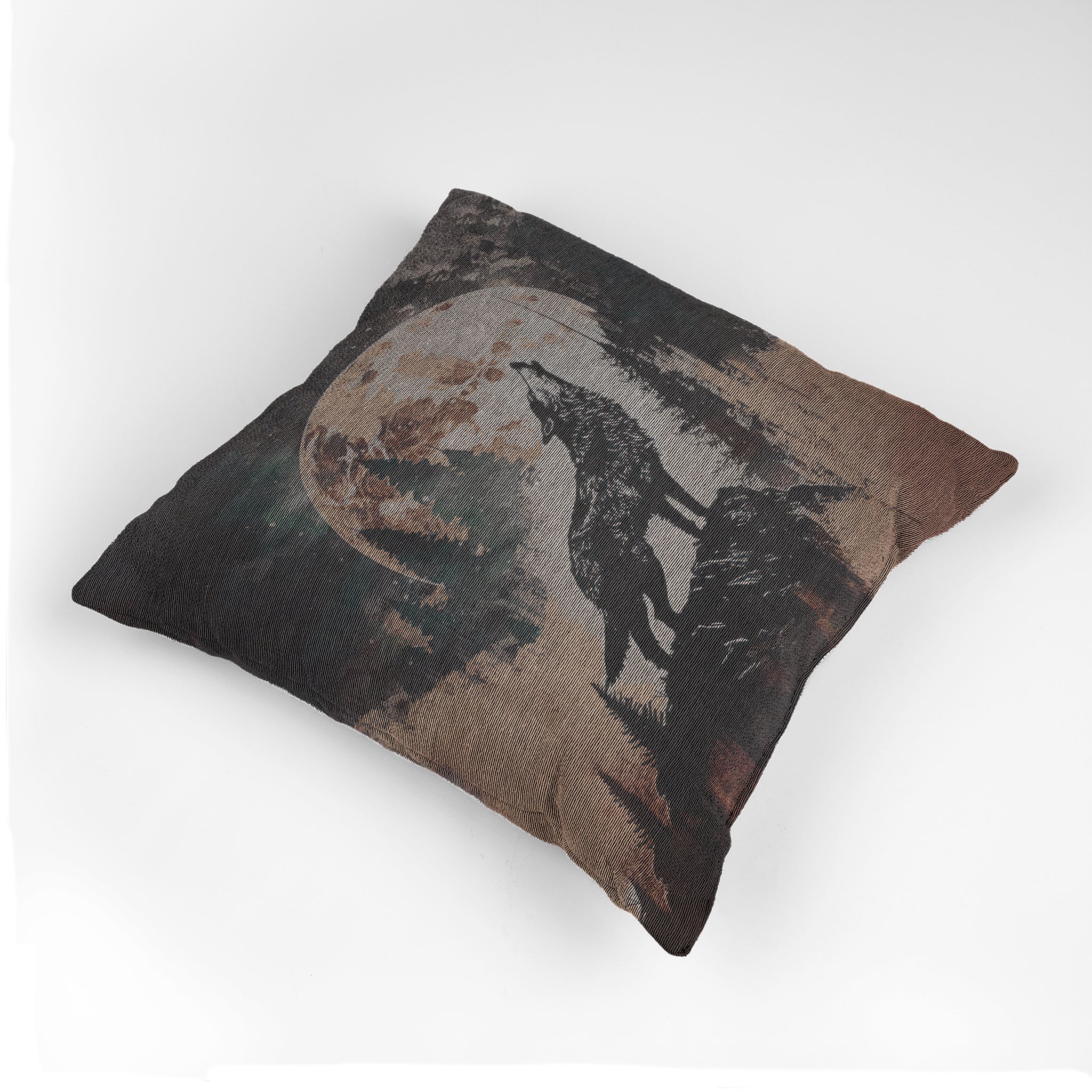 Howling Wolf Moon Woven Pillow - 17"x18" Cotton Blend