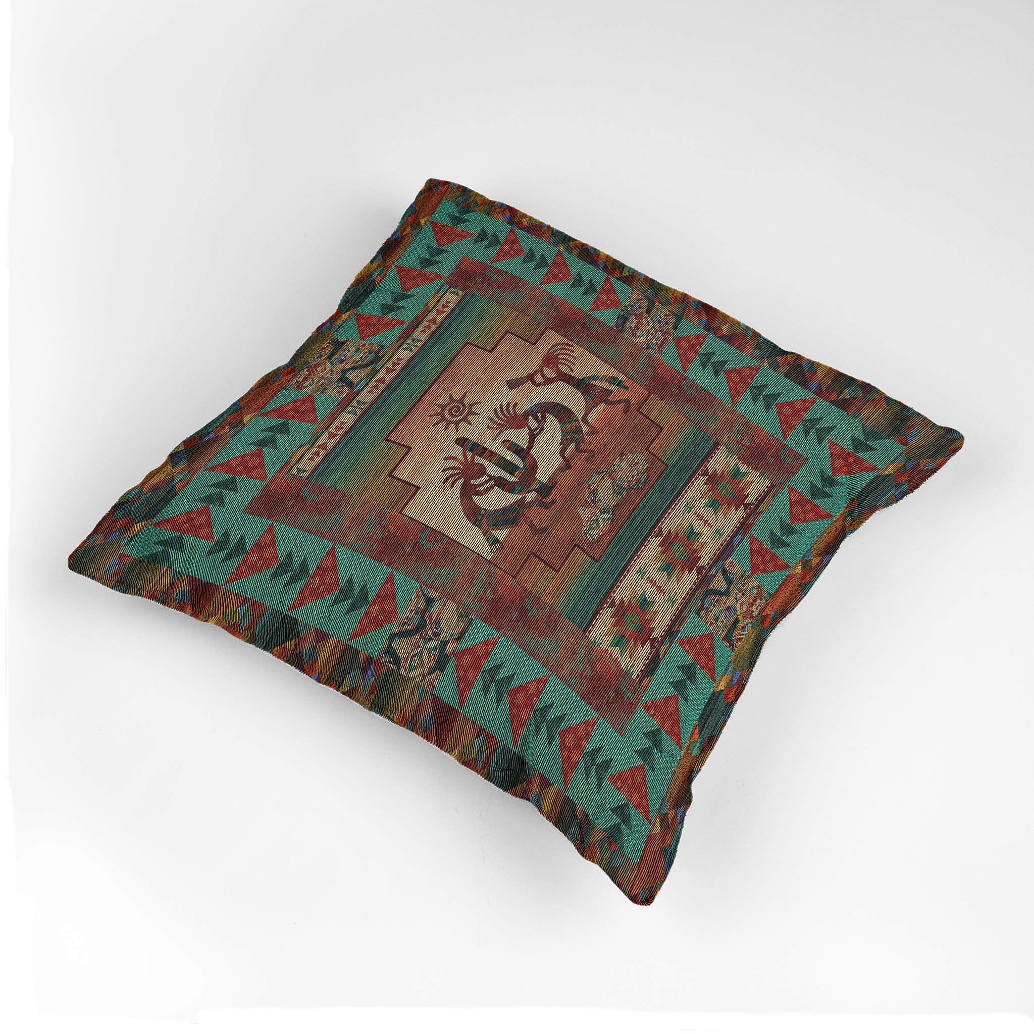 Kokopelli Tribal Woven Pillow - 17"x18" Cotton Blend