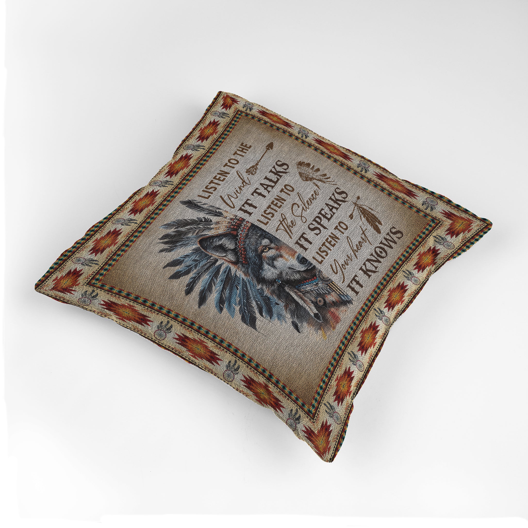 Whisper of the Wolf Woven Pillow - 17"x18" Cotton Blend