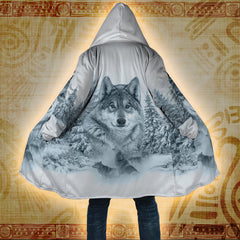 Winter Wolf - Native American Hooded Cloak