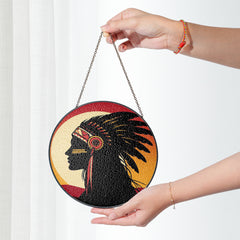 Native Chief Silhouette Stained Glass SunCatcher - Honoring Tradition