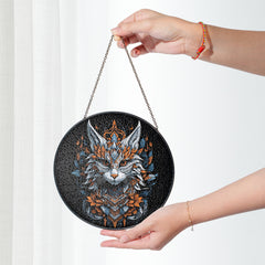 Majestic Lynx Stained Glass SunCatcher - Native American-Inspired Decor