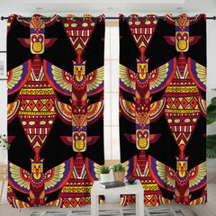 Totem Pattern Living Room Curtains - Native American Curtain