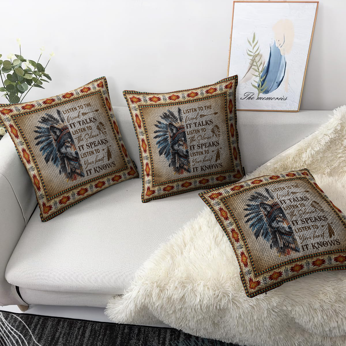 Whisper of the Wolf Woven Pillow - 17"x18" Cotton Blend