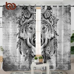 Dream Catcher Wolf Curtains - Native American Curtain