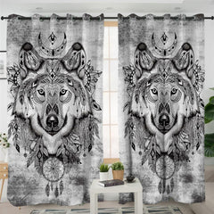 Dream Catcher Wolf Curtains - Native American Curtain