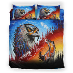 Eagle and Wolf Spirit - Native American Bedding Set