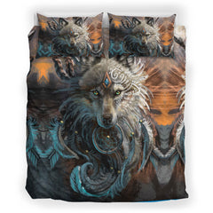 Mystic Wolf Guardian - Native American Bedding Set