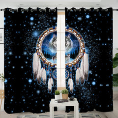 Wolf Dream Catcher Native American Curtains - Native American Curtain