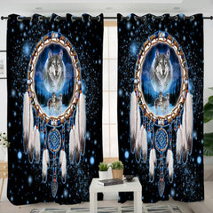 Wolf Dream Catcher Native American Curtains - Native American Curtain