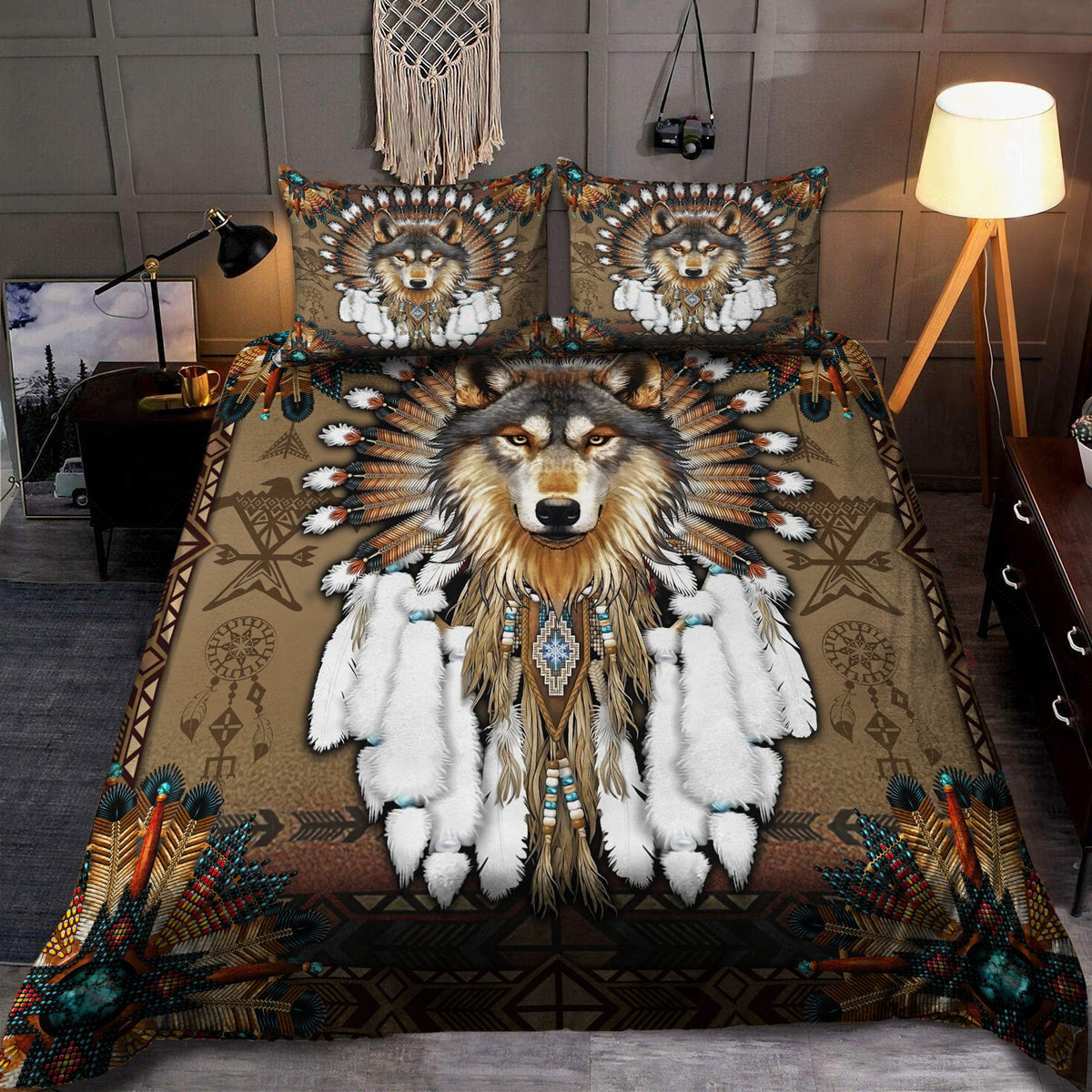 Wolf Spirit Chief - Native American Bedding Set