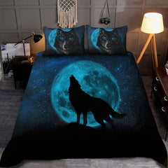 Blue Moon Wolf - Native American Bedding Set