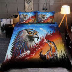 Eagle and Wolf Spirit - Native American Bedding Set