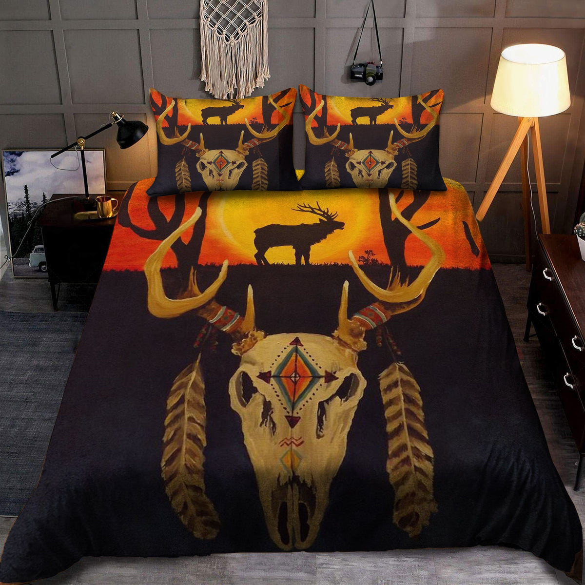 Sunset Elk Spirit - Native American Bedding Set