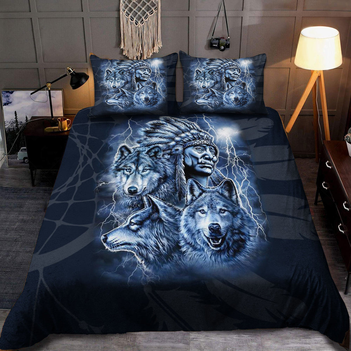 Thunder Wolf Spirit - Native American Bedding Set