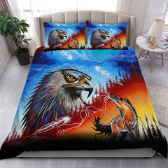 Eagle and Wolf Spirit - Native American Bedding Set