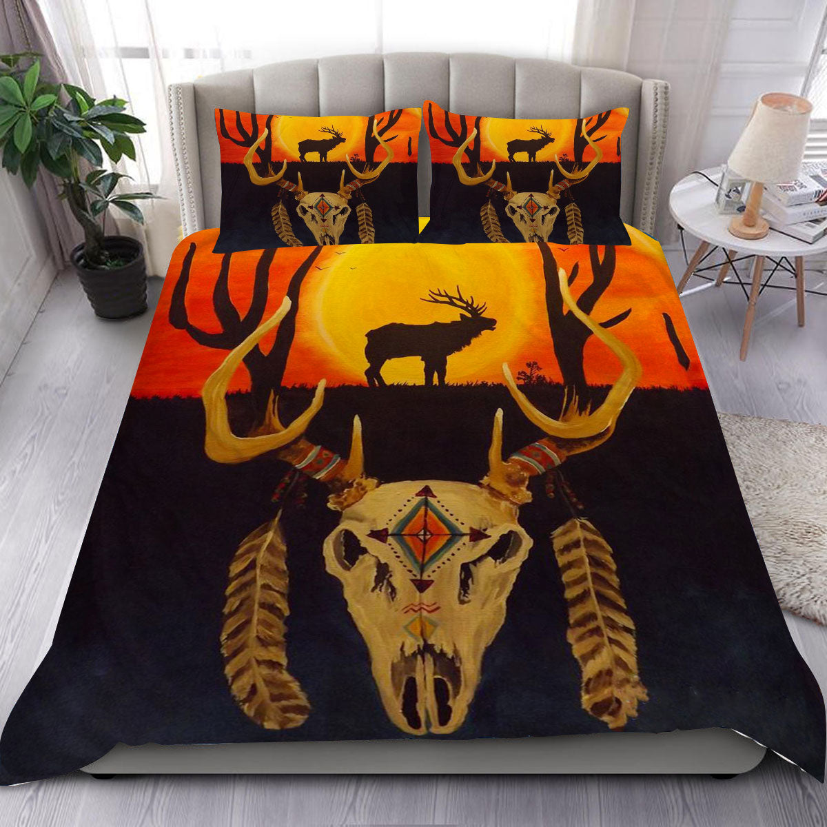 Sunset Elk Spirit - Native American Bedding Set