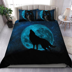 Blue Moon Wolf - Native American Bedding Set