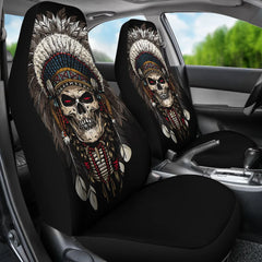 Warrior Skull-Native American Car Seat Cover