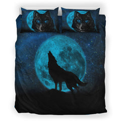 Blue Moon Wolf - Native American Bedding Set